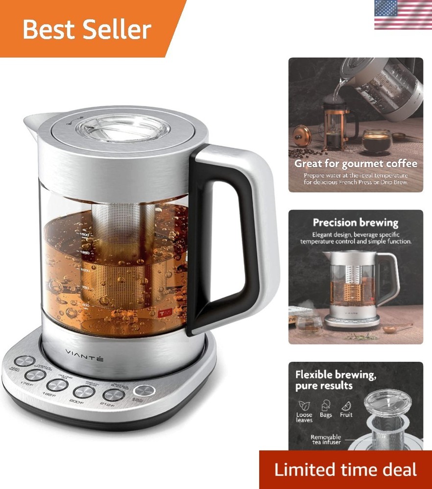 Electric Kettle With Infuser 1.5L Tea Maker Temperature Control Automatic Shu...