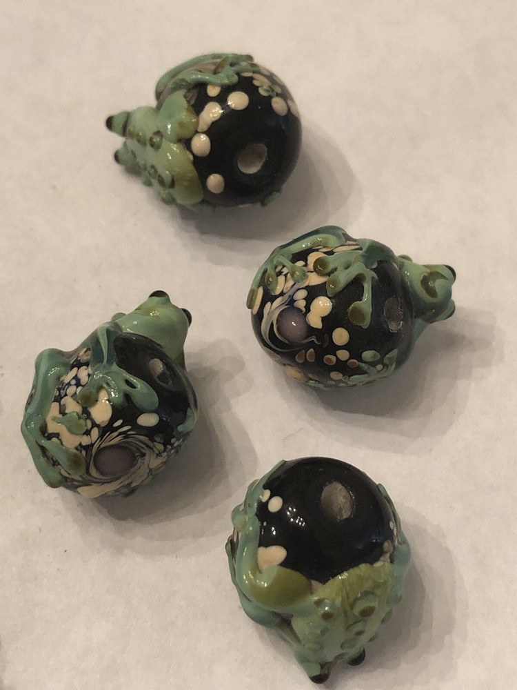 One (1) Each Lampwork Glass Frog Bead