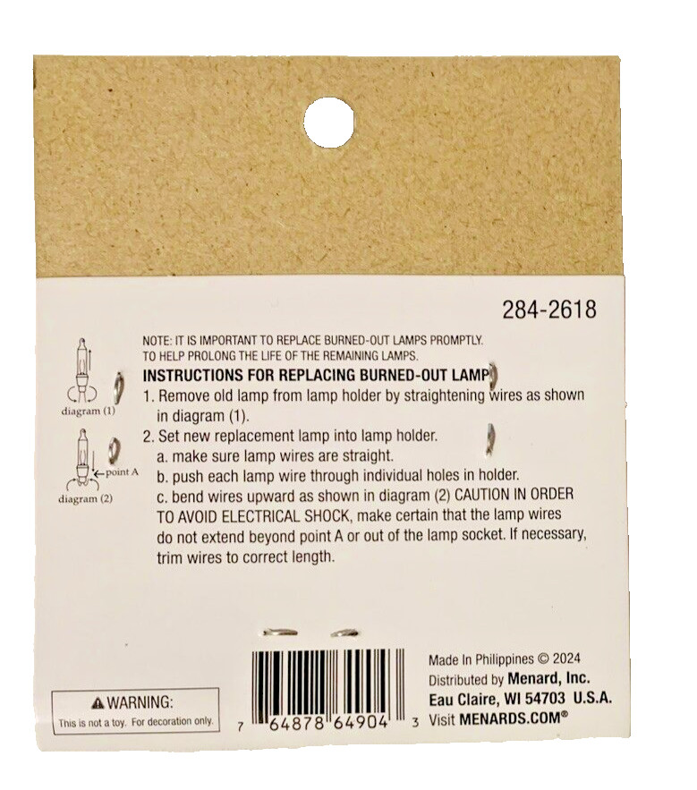 2.5 volt Multi Color Mini Replacement Christmas Light Bulbs 5 Bulbs 1 Flasher EF