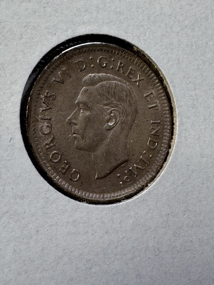 1938 Canada 10 Cents Silver Coin Cleaned