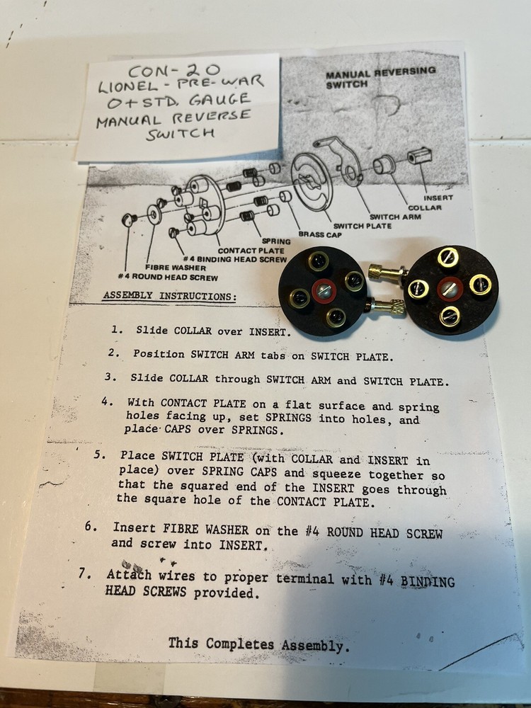 CON-20 LIONEL Manual  Reverse Switch  2/switches