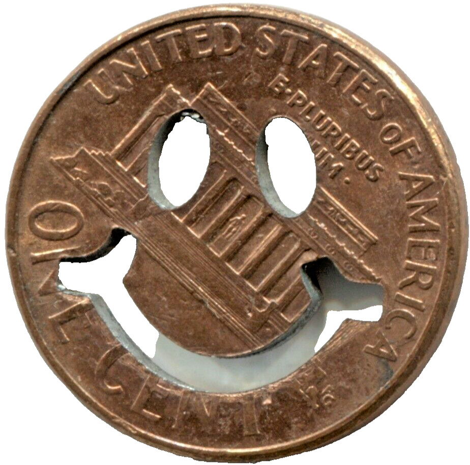 2004 D LINCOLN CENT CUT-OUT - UNIQUE SMILEY FACE - MH 241