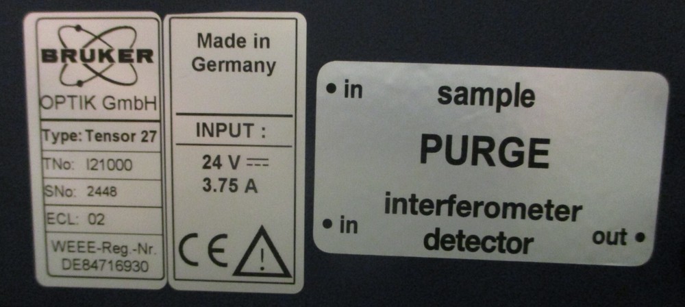 Bruker Tensor 27 Infared Spectrometer w/ Harrick ATR Cell II Micro Sampler