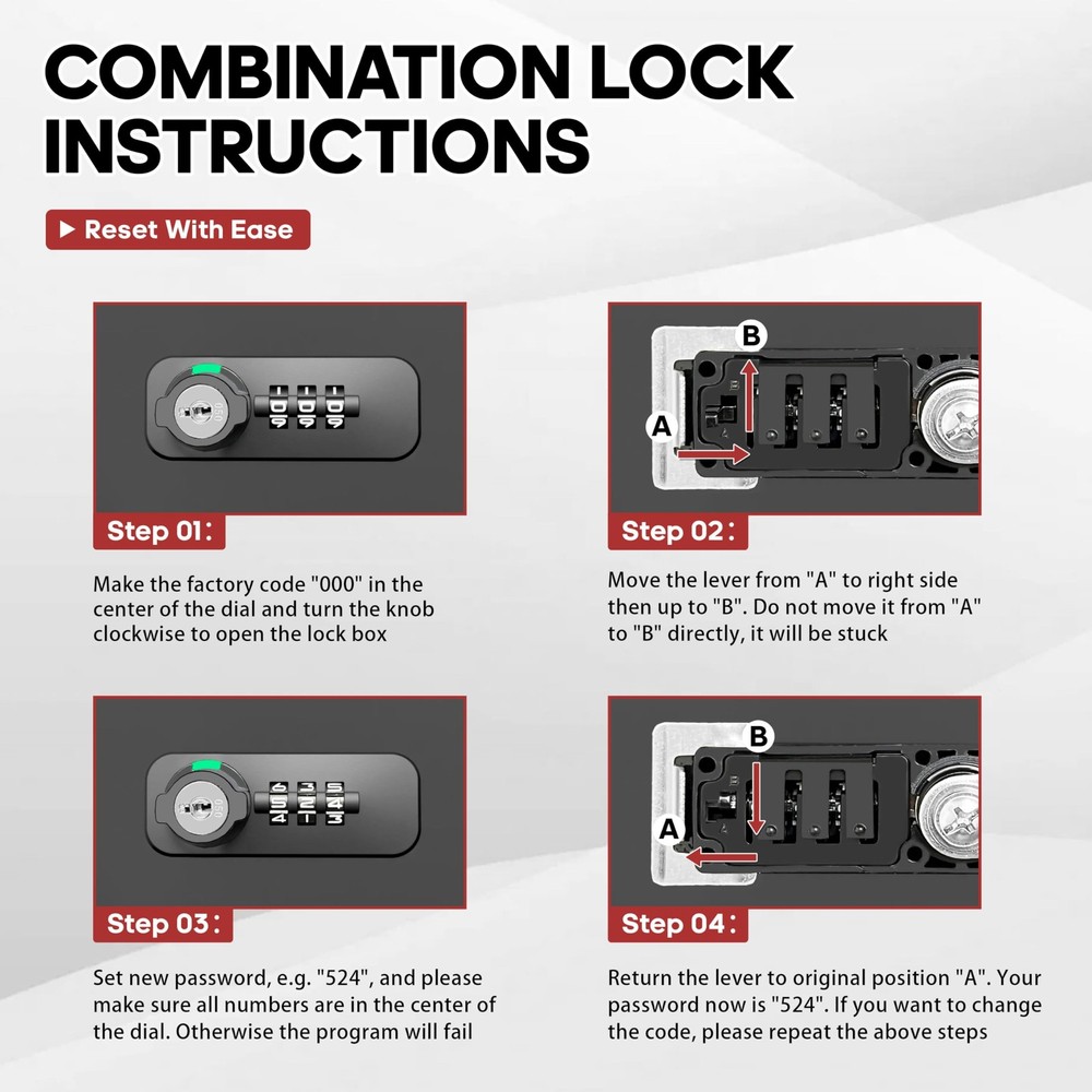 Fireproof Lock Box with Key and Combination Lock, Fire Safe Document Box