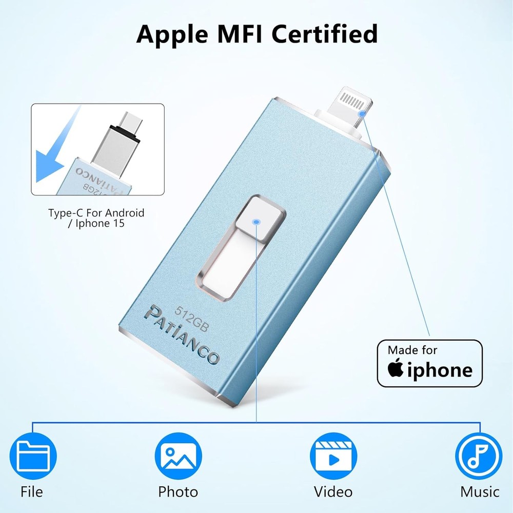 MFi certified iPhone USB flash drive lightning