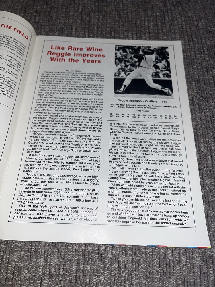 Vintage 1981 New York Yankees Spring Training Program/Scorecard Spring Rosters