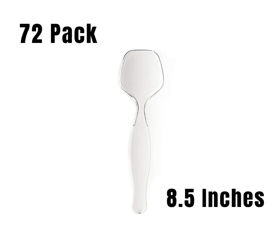 72 Pack Heavy Duty Large Plastic Disposable Clear Serving Spoons 8.5 in
