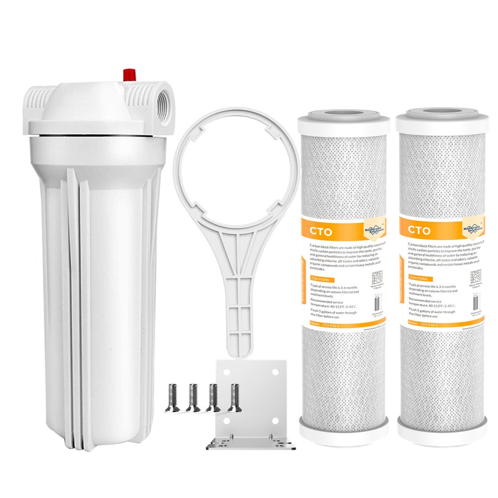 SimPure 10 Inch Whole House Water Filter Housing &2pcs 10" x 2.5" CTO Filtration