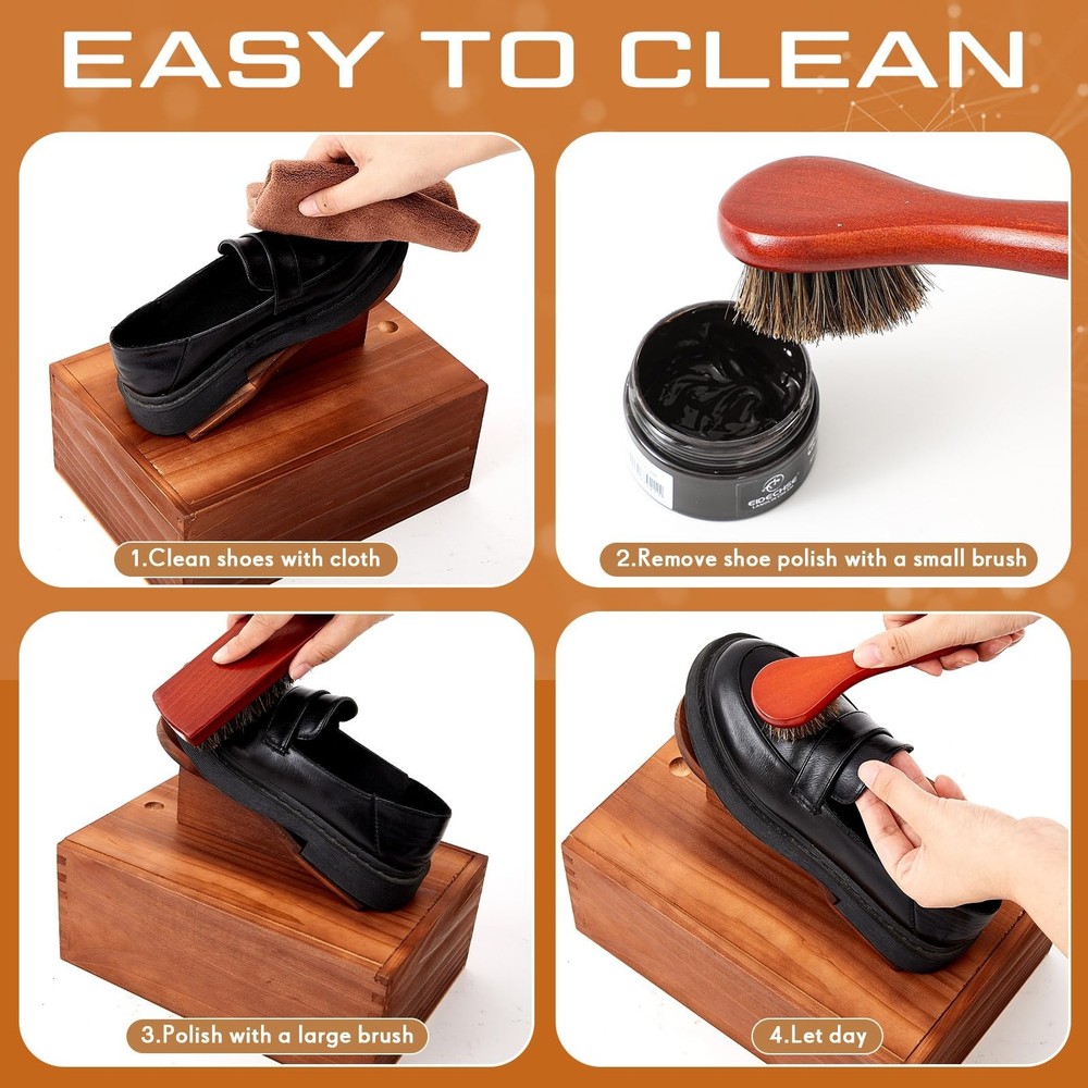 9 Pcs Shoe Shine Valet Box Dark