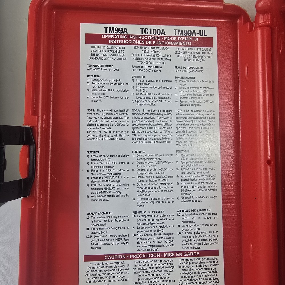 COOPER ELECTRO-THERMAL DIGITAL TEMPERATURE TESTER TM99A Open Box