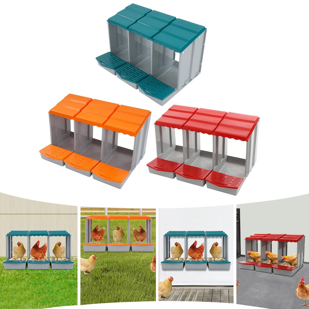 Modern Chicken Laying Box 3-Compartment Chicken Nesting Box with Egg Collection