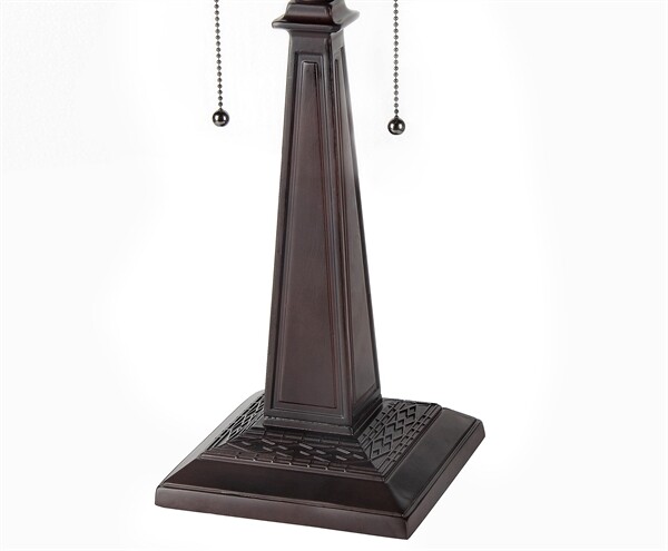 22.6" 2 Light Pull Chain Stained Glass Mission Table Lamp