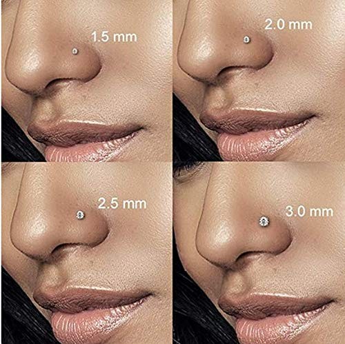 MODRSA Nose Studs for [1.5mm, 2.0mm, 2.5mm, 3.0mm], E2-18g-l shape stud(8pcs)