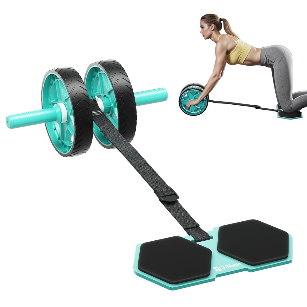 Double-Wheel Ab Roller for Core Training – Rebound Design with Adjustable Ela...