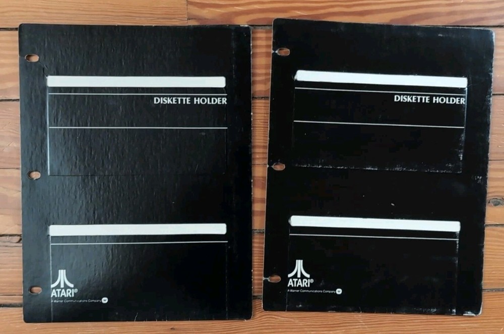Set Of 2 Atari Branded Floppy Diskette Holders 3-Ring Binder