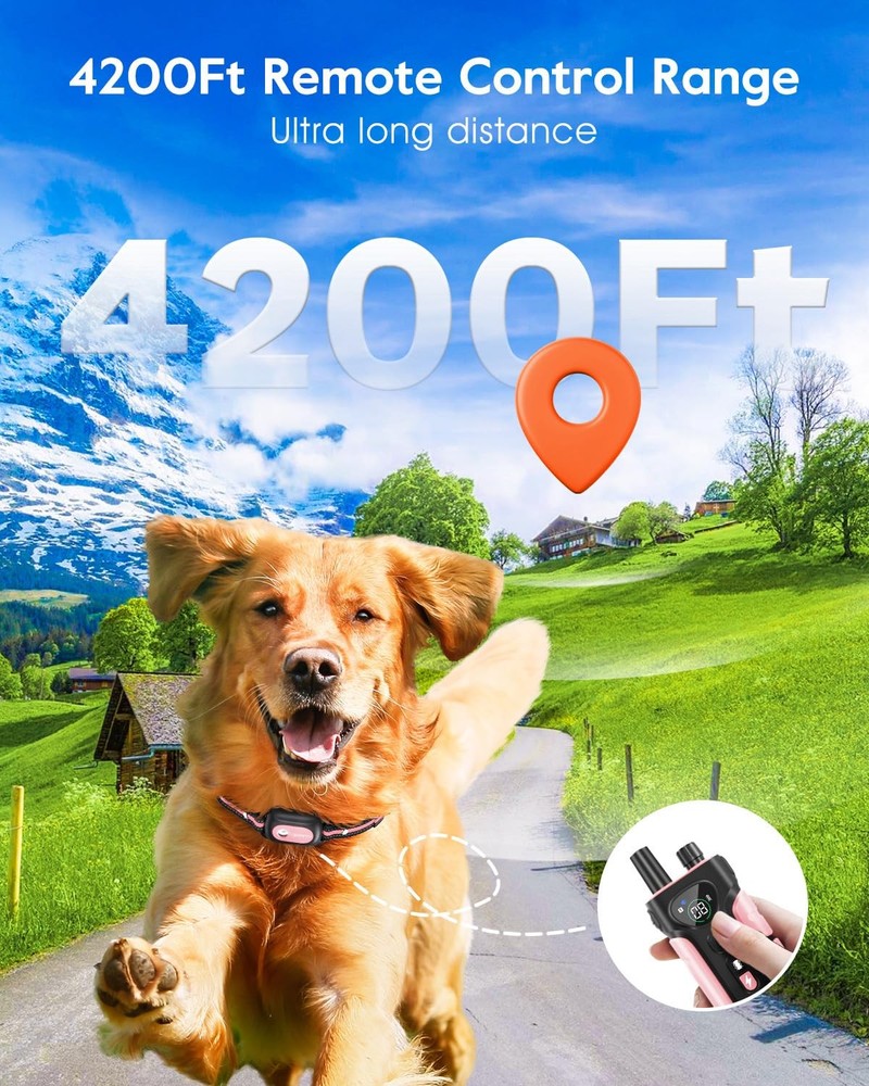 Dog Training Shock Collar 4200FT Remote Waterproof E-Collar with Vibration