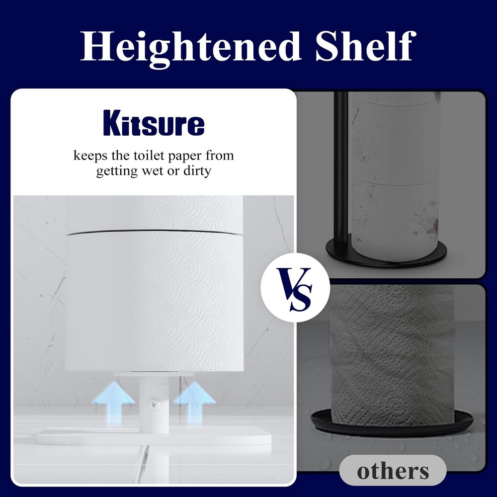 Kitsure Toilet Paper Holder Free Standing – Rustproof Medium - 1 Pack, White