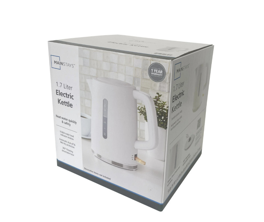 Mainstays 1.7L Electric Kettle, Auto Shut-off