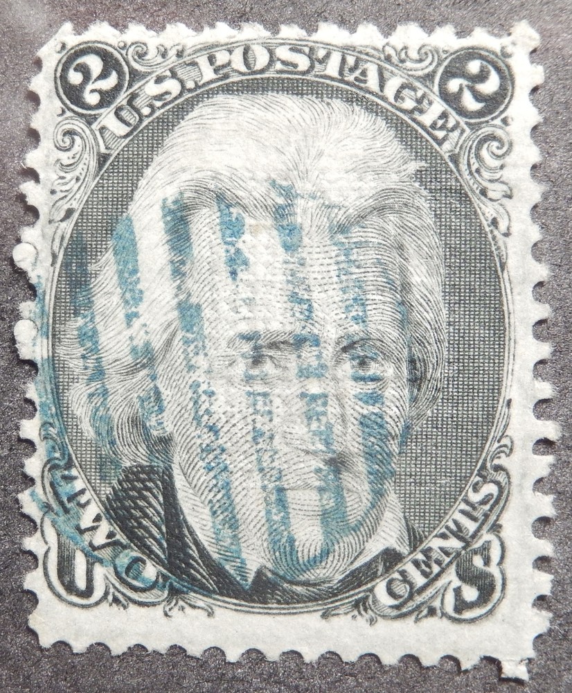 Scott # 087, Used, Blue Grid Cancel