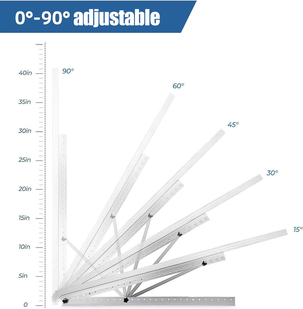 2 Set Solar Panel RV Tilt Mount（45in）Brackets Roof Flat Surface Adjustable Frame