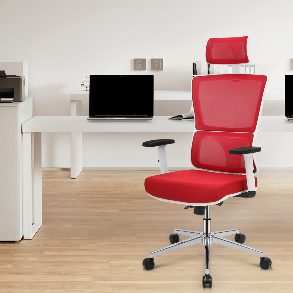 Red Mesh High Back Office Desk Computer Chair Home Adjustable Headrest Task Seat
