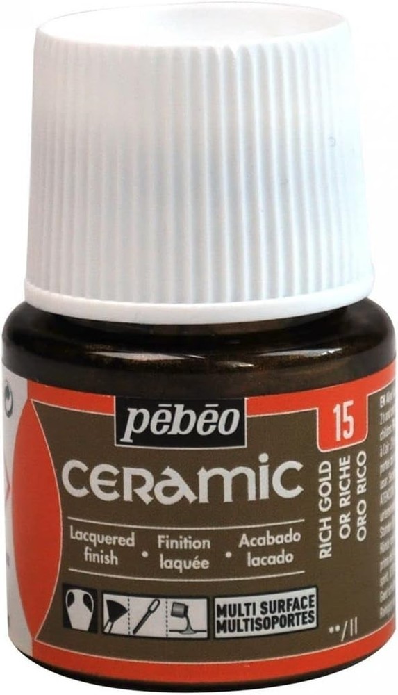 Washable Rich Gold Enamel Effect Paint - 45ml for Beautiful Decorative Projects