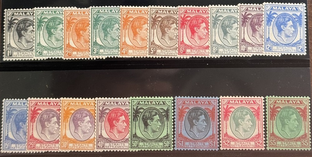 DP Stamps Straits Settlements 1937-1941 SC 238-252 MLH Complete Set