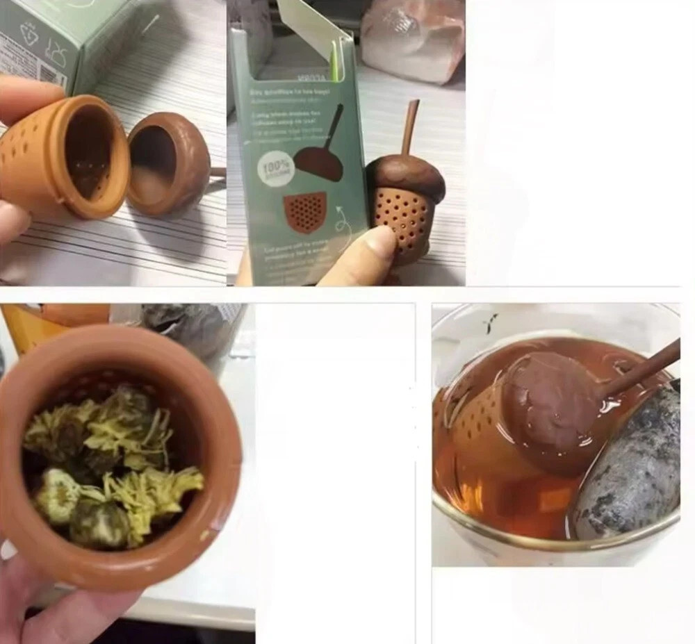 Pine Cone Silicone Tea Infuser Long Handle Loose Leaf Strainer for Mug Cup Teapo