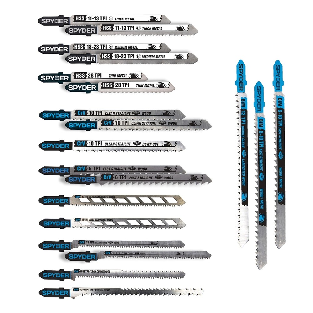 20-Piece Jig Blade Set Multi-Material Spyder 300091