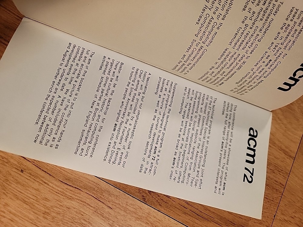 Vintage 1972 Association Computing Machinery Conference Booklet computer MIT