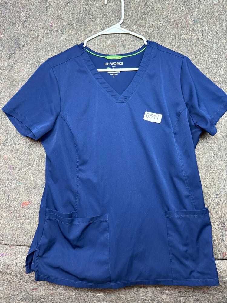 Healing Hands Womens Scrub Top HH Work Blue Size L