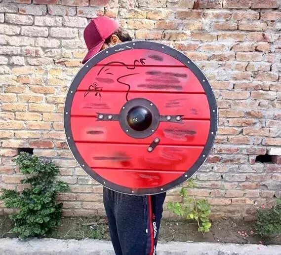 22'' Medieval Wooden Shield Authentic Battle worn Handmade Viking Shield