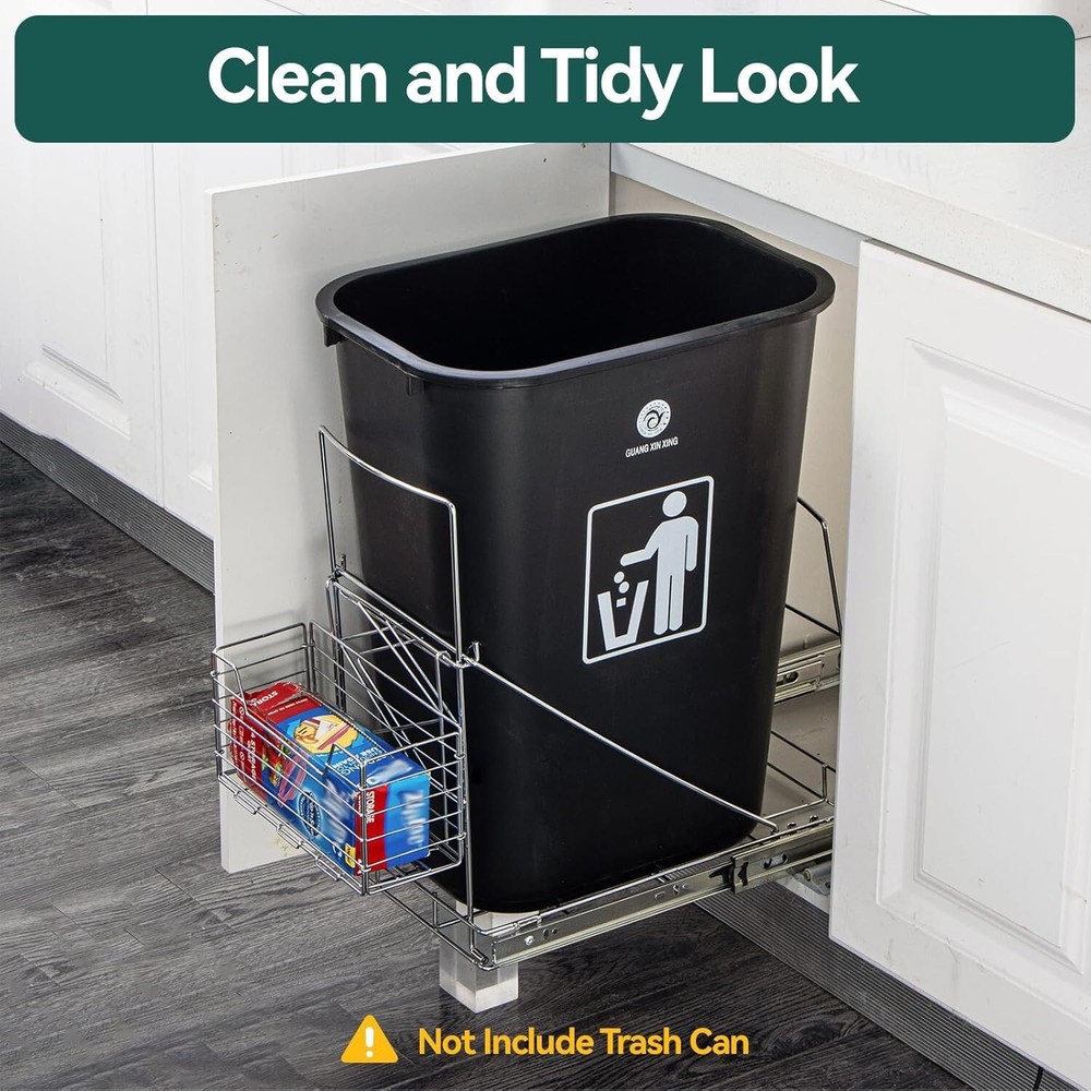 Pull Out Trash Can Under Cabinet,Adjustable Under Sink Trash Can Pull Out Kit...