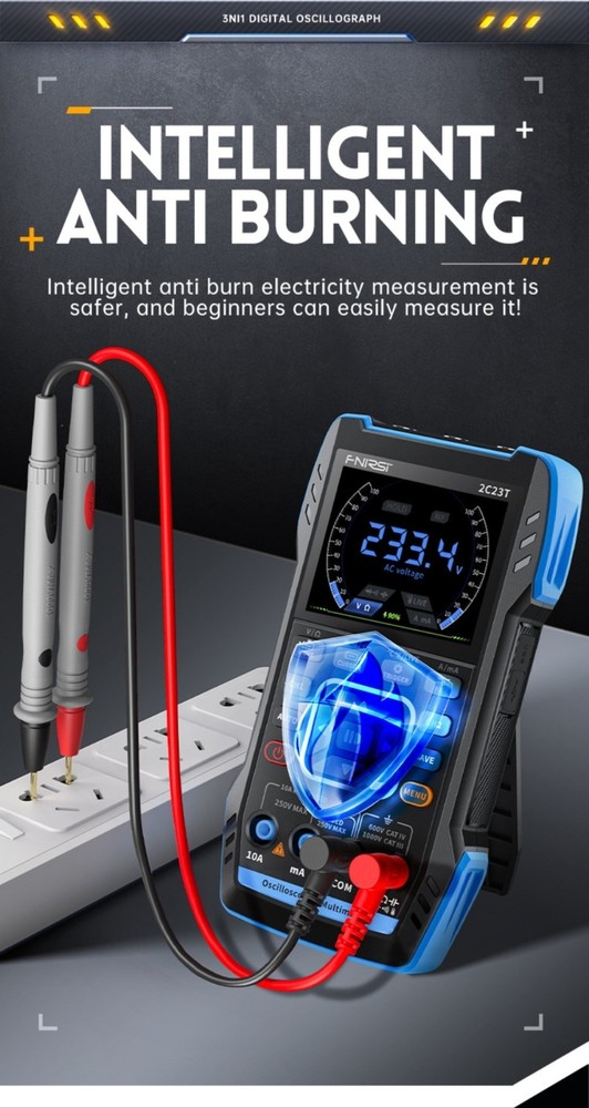 FNIRSI 2C23T Handheld Oscilloscope Digital Multimeter Function Signal Generator