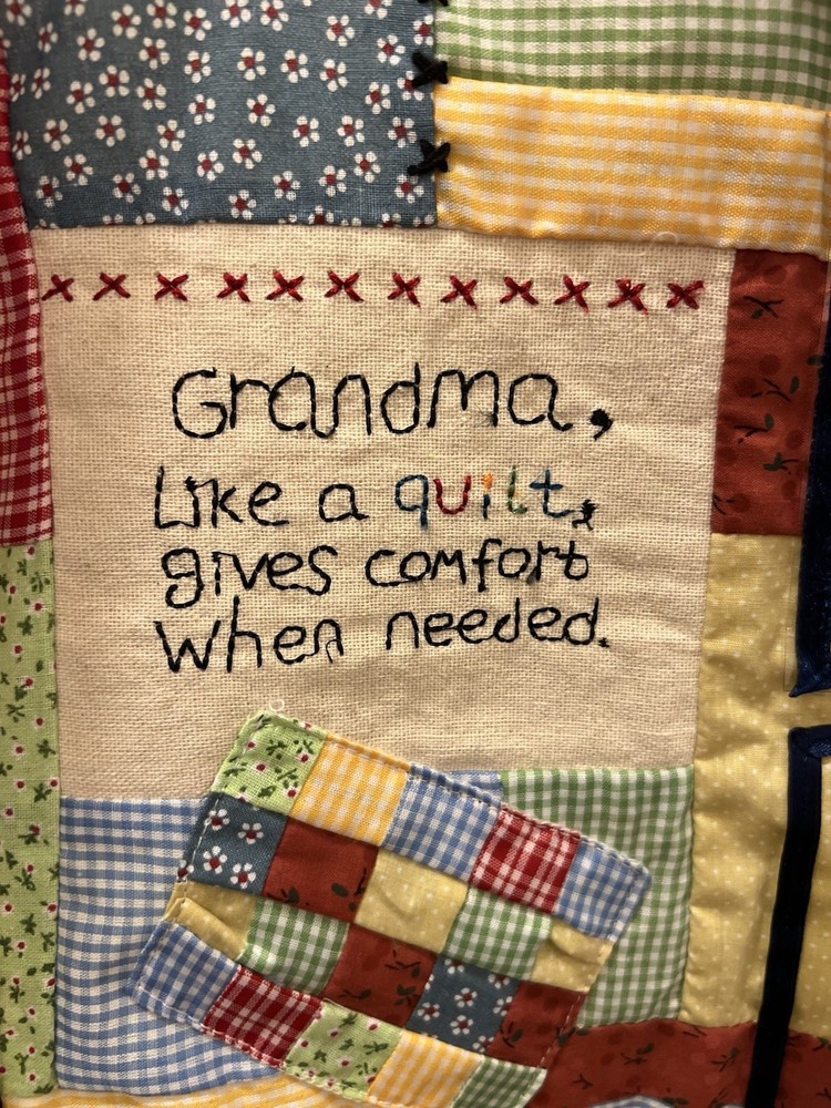 Grandma's Quilted Photo Collage Changeable Display Patchwork Wall Hanging