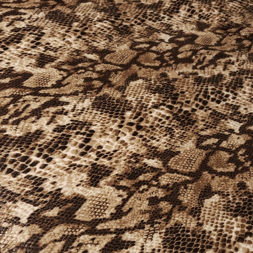 GLOSSY SCALES BROWN TAN SNAKE PYTHON STRETCH SPANDEX FABRIC 58" BY THE YARD