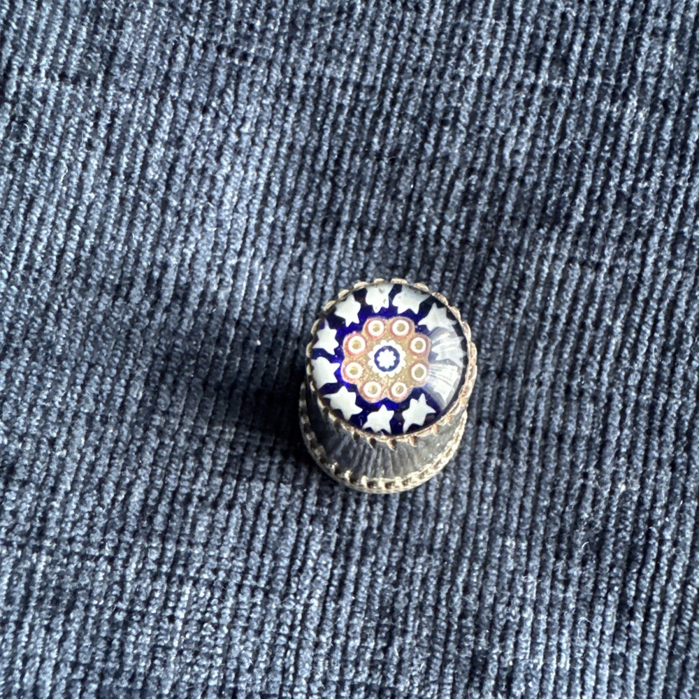 vintage sterling silver millefiori thimble