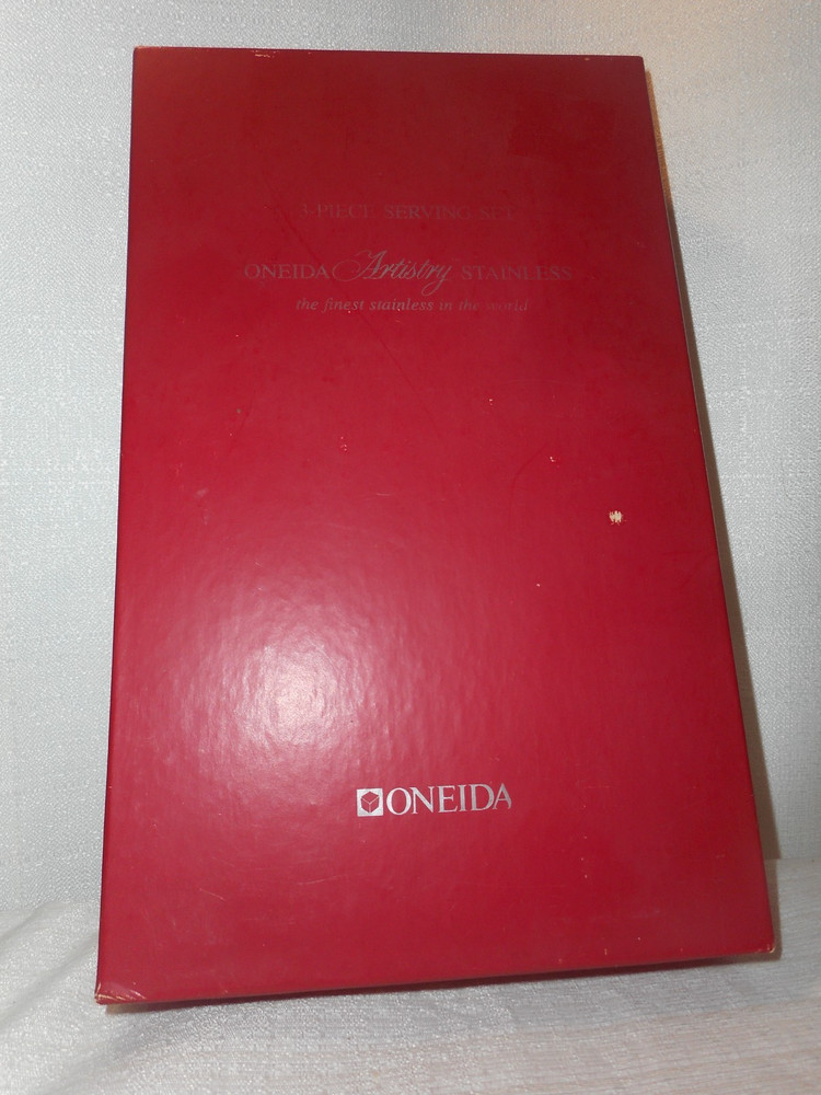 Oneida Stainless 3pc Serving Set Artistry DOWRY Pattern Meat Fork Spoon Ladle