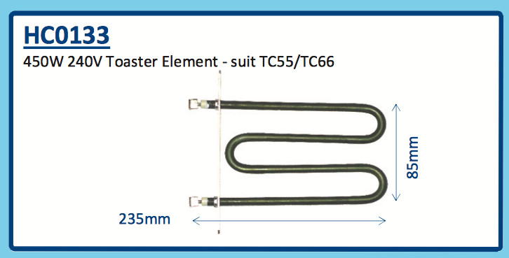 450W 240V TOASTER ELEMENT TC55 TC66 HC0133