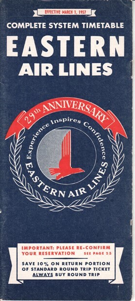Eastern Air Lines timetable 1957/03/01