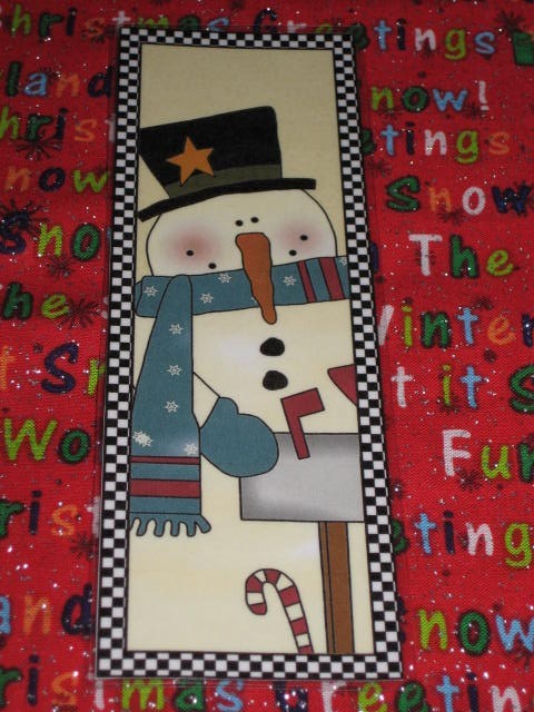 PRIMITIVE SNOWMAN LAMINATED BOOKMARK