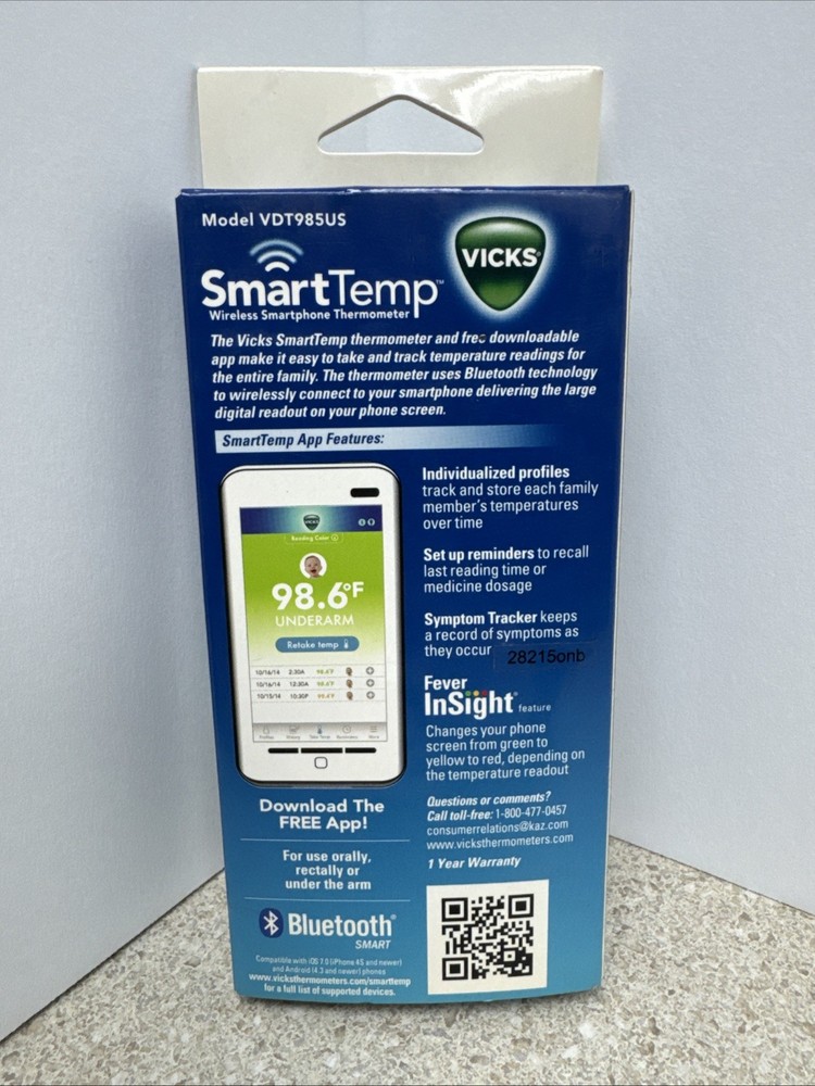 VICKS - SMART TEMP - BLUETOOTH WIRELESS SMARTPHONE THERMOMETER