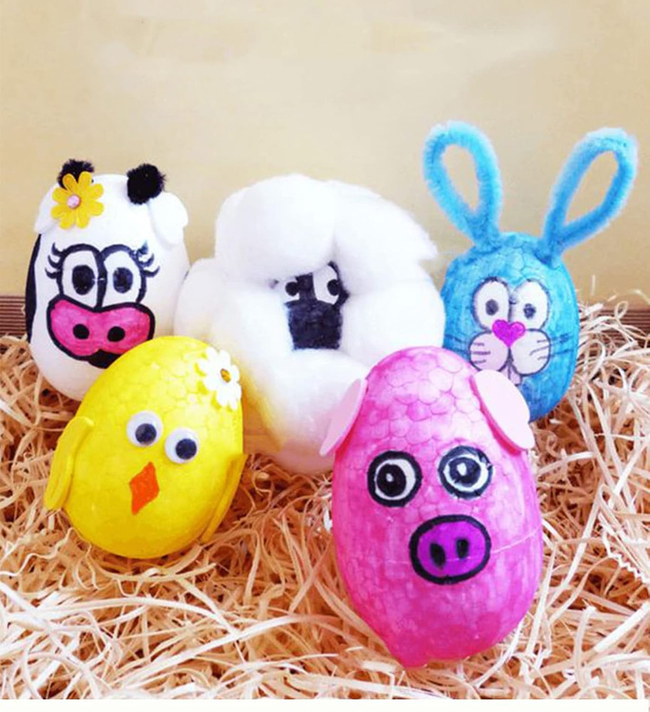 18-Pack 4 Inches Easter Craft Foam Eggs, White Polystyrene Foam Eggs, Use for Ea
