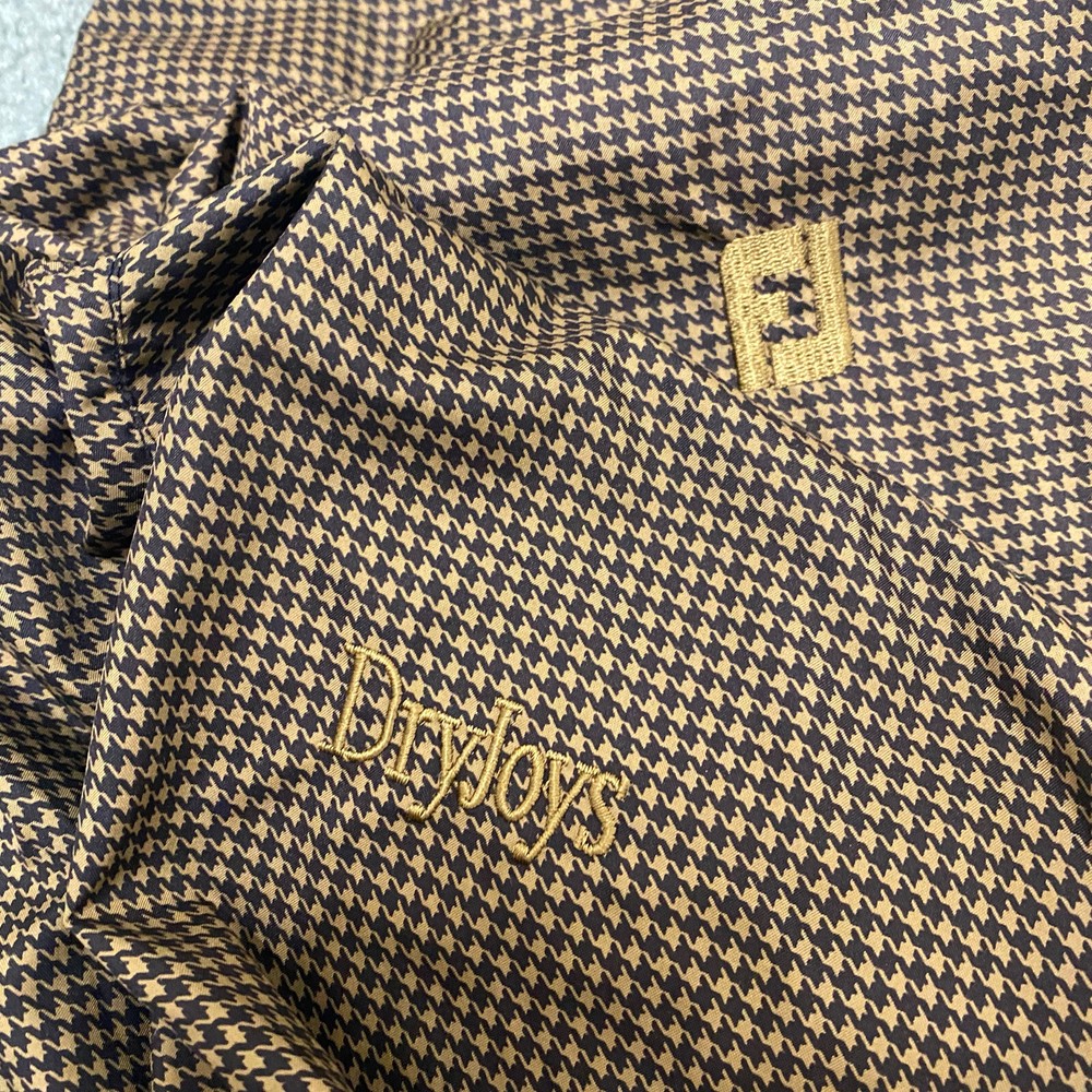 FootJoy Mens L Golf Jacket Dryjoys Pullover Brown Houndstooth Half Button/Zip