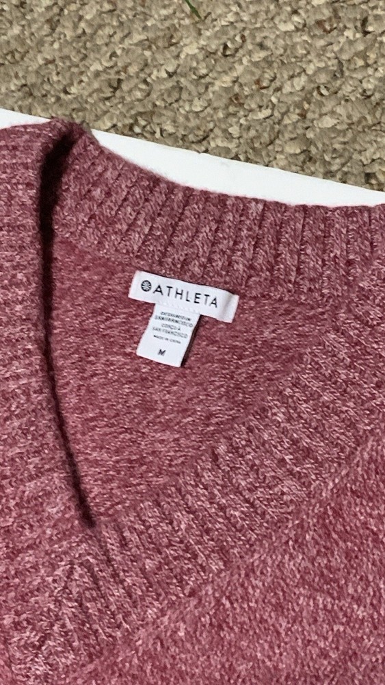 Athleta Vital V-Neck Sweater Cashmere Blend Tunic Pullover Women's Medium
