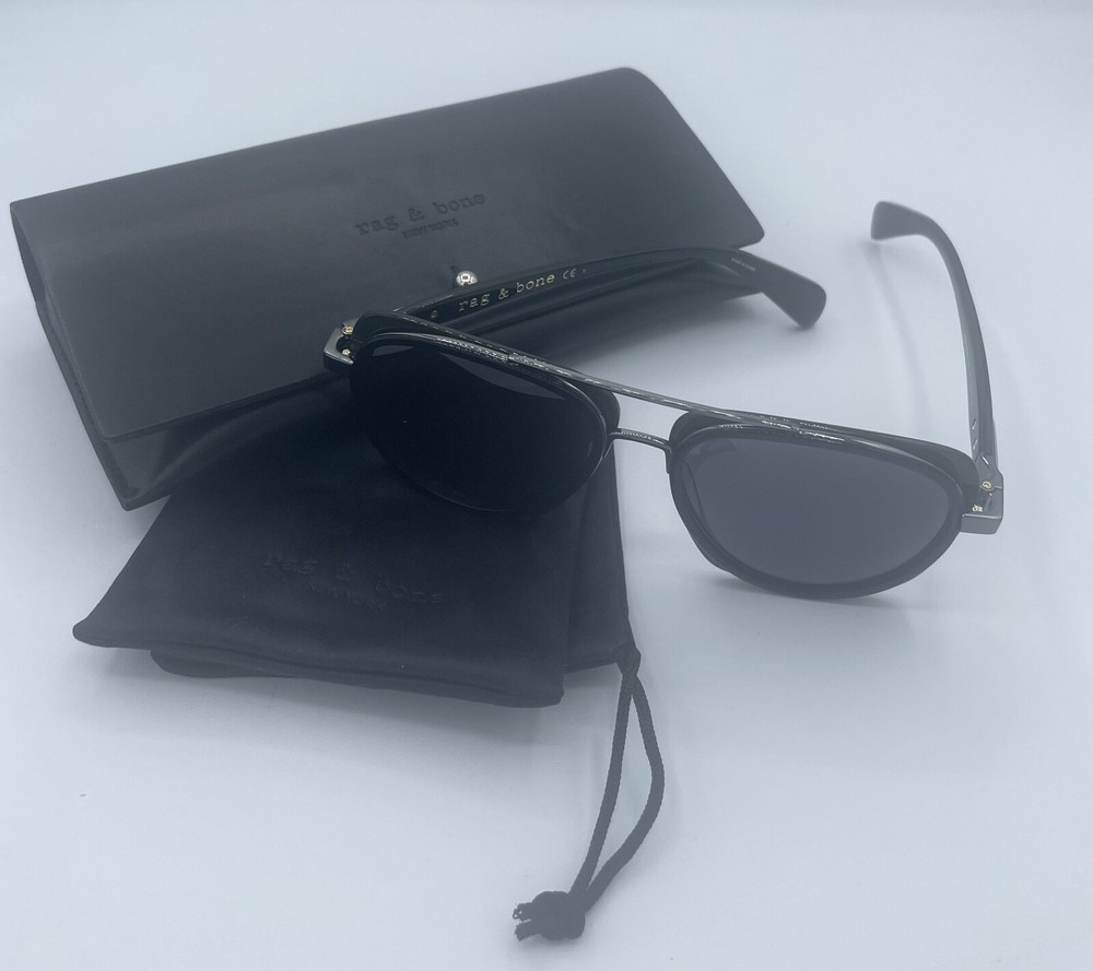 Rag & Bone Square Aviator 55mm Gradient Sunglasses | Black / Grey Lens | NEW