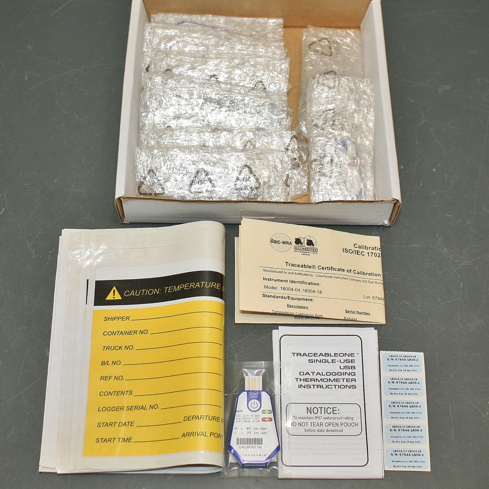 Traceable USB Temp Data Logger 6474, Single Use Thermometer, 8° C, 2° C