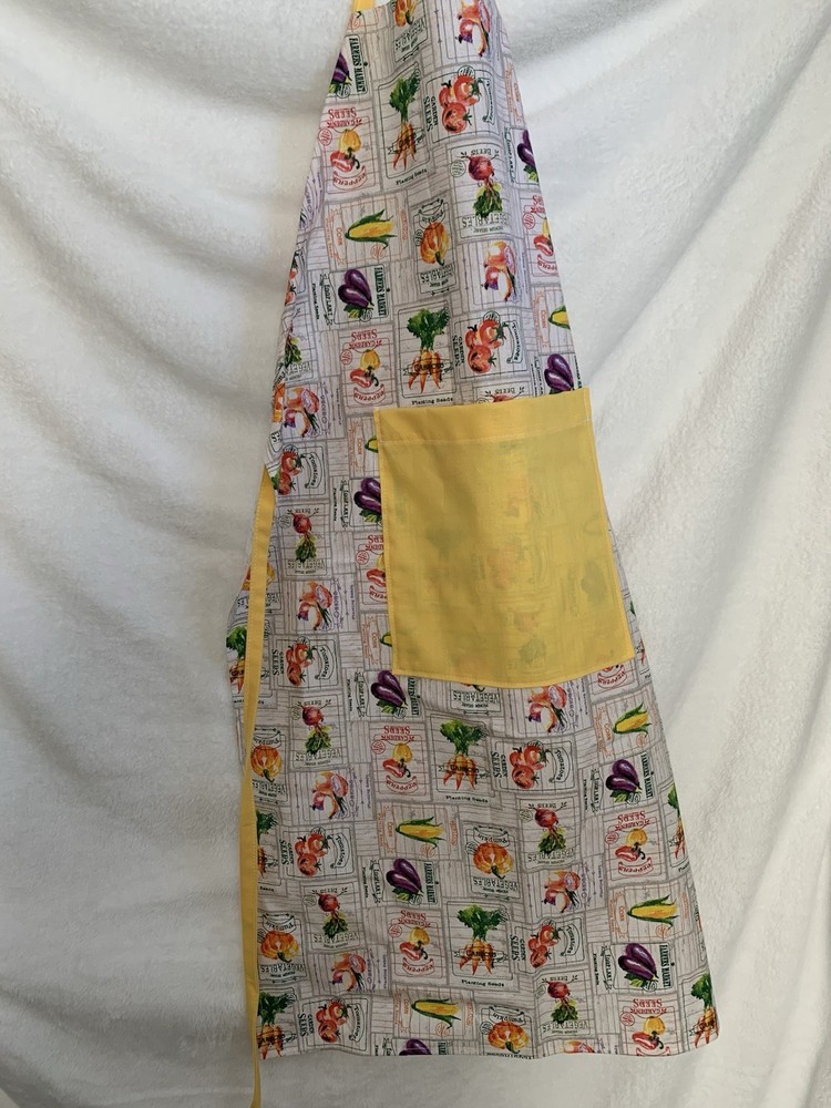 Adjustable Neck Tie Apron Vegetable Pattern