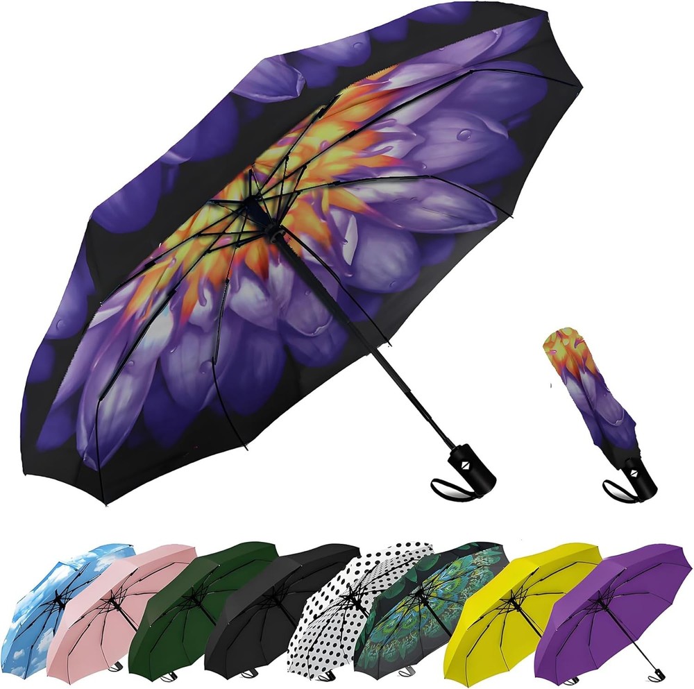 SIEPASA Windproof Travel Compact 42 Inch-1 Pack, Water lily