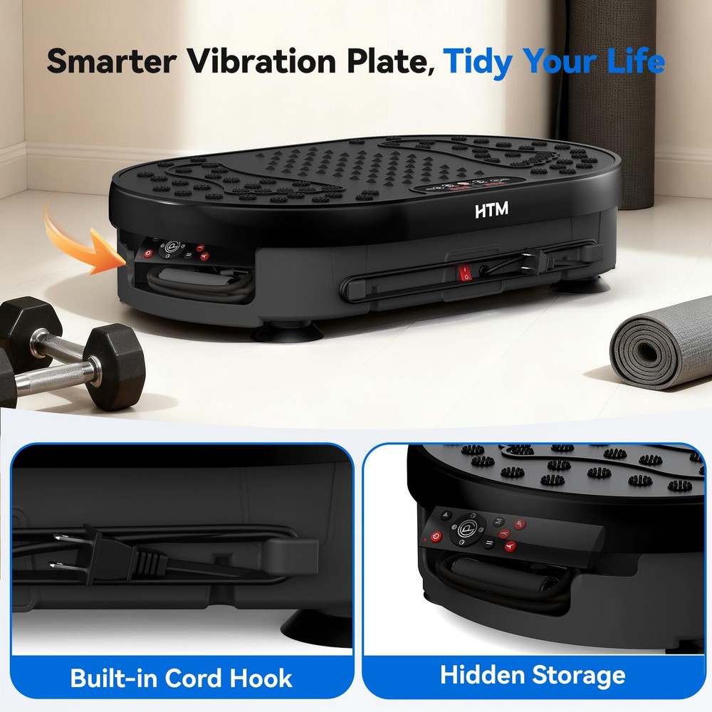 HTM Vibration Plate Exercise Machine with 120 Speed Levels, 9 Program Black
